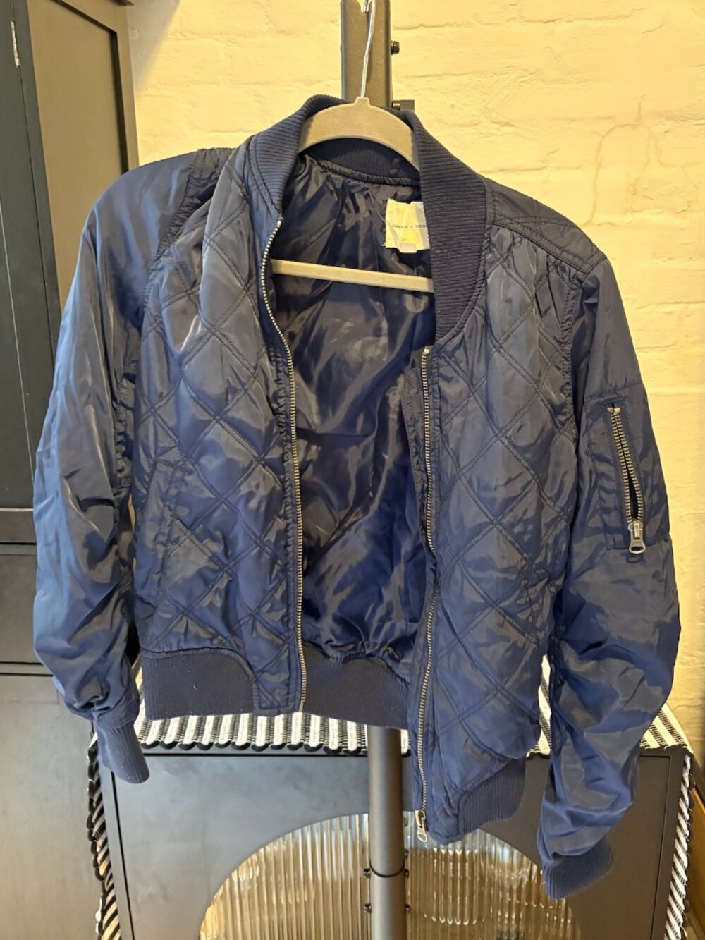 Silence + Noise Urban Outfitters Navy Blue Bomber Jacket, Size Small